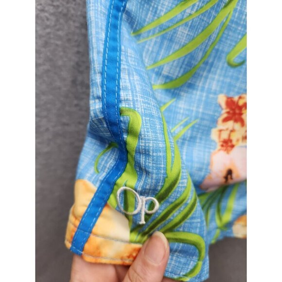Mens OP Blue Hawaiian Floral Swim Trunks M (32-34) Polyester Lightweight - Picture 6 of 8